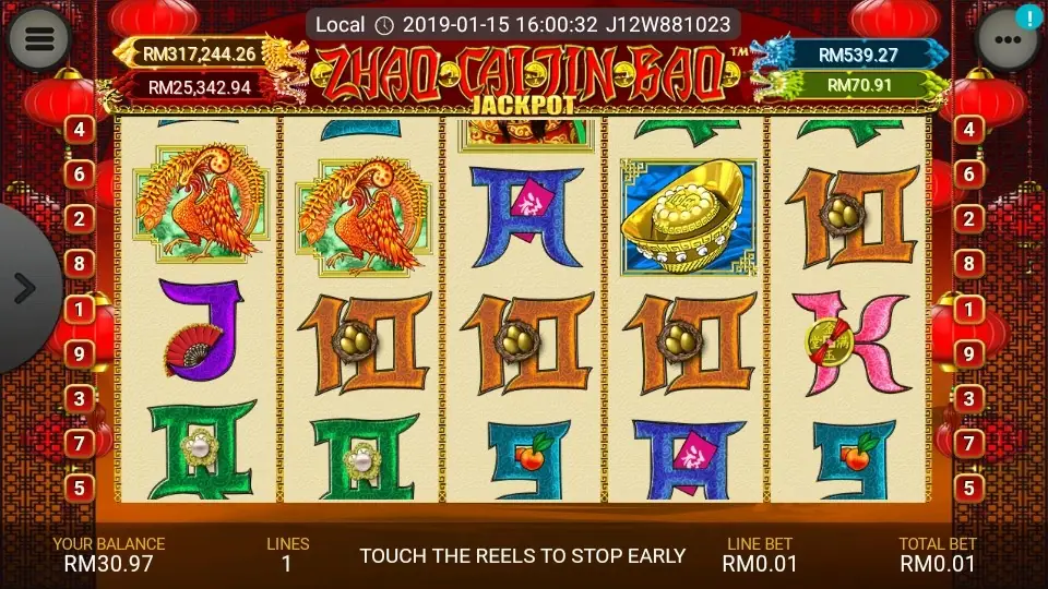 Zhao Cai Jin Bao Jackpot reels with gold and red fortune symbols