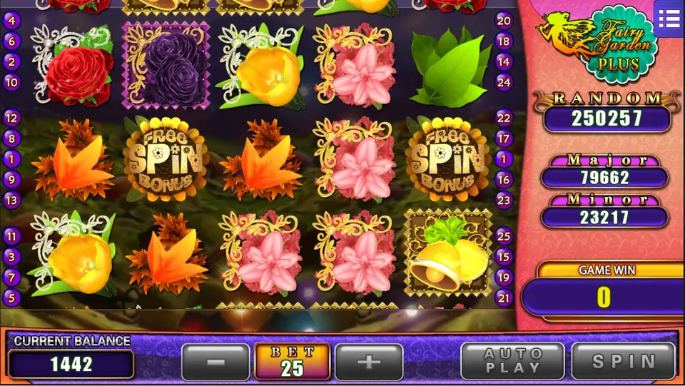 Fairy princess symbol completing a winning line in Fairy Garden PLUS