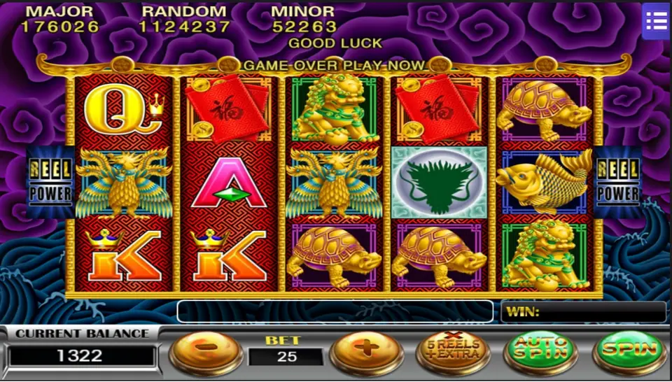 Five Dragons side menu with coin denomination and paylines settings