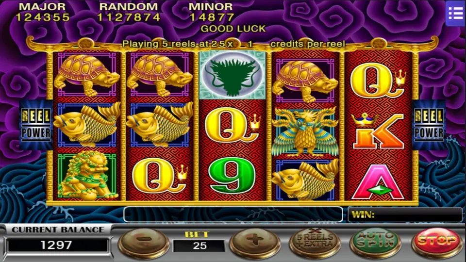 Five Dragons autospin and turbo buttons on the game screen