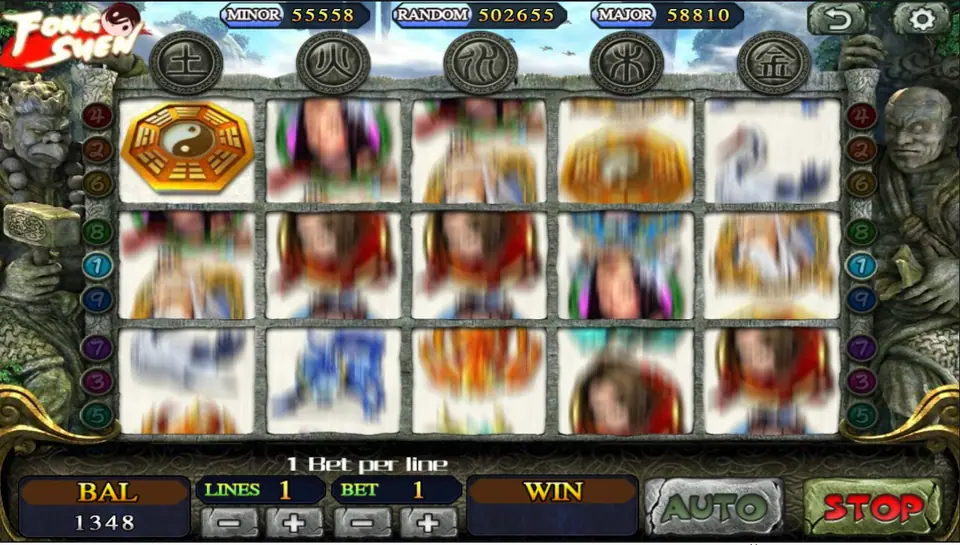 A full-screen win display after a Fong Shen payout