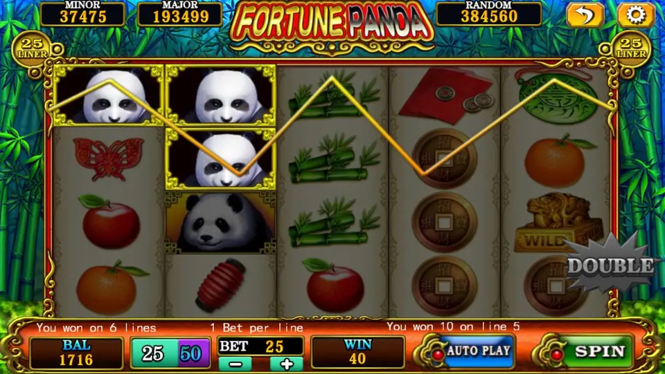 Fortune Panda free spins with several pandas locked on the reels