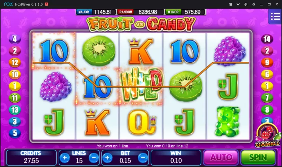 Fruit vs Candy slot on Mega888 with gummy bears, sweets and fruit