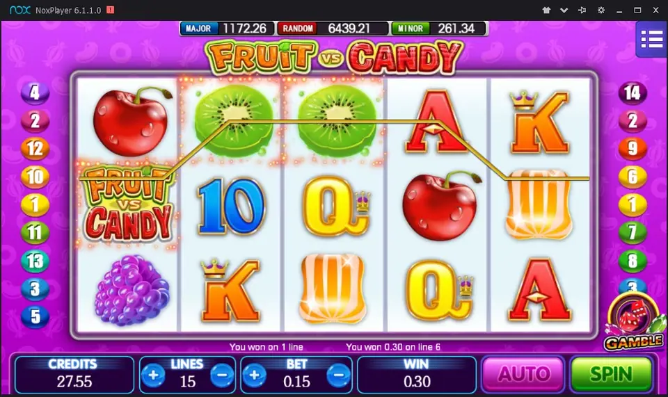Fruit vs Candy reels on Mega888 with gummy bears and fruit symbols