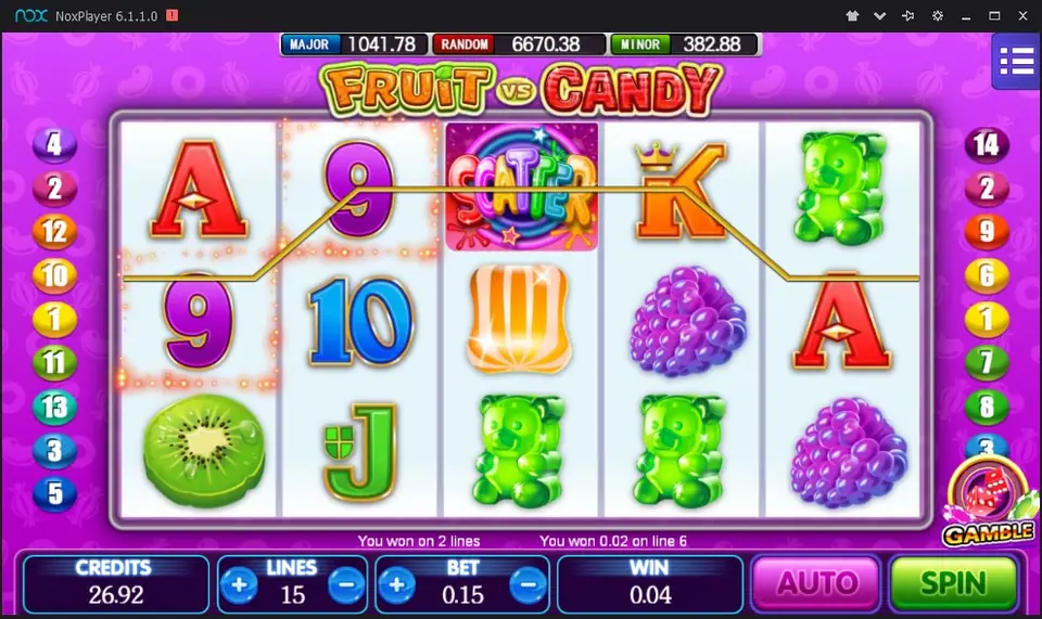 Candy symbols forming a winning line in Fruit vs Candy