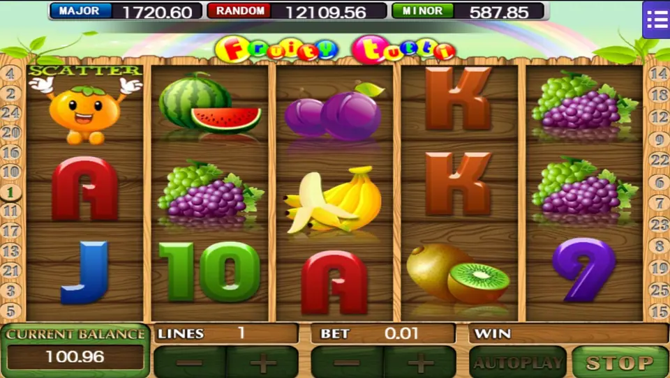 Grape symbols forming a five-of-a-kind win in Fruity Tutti