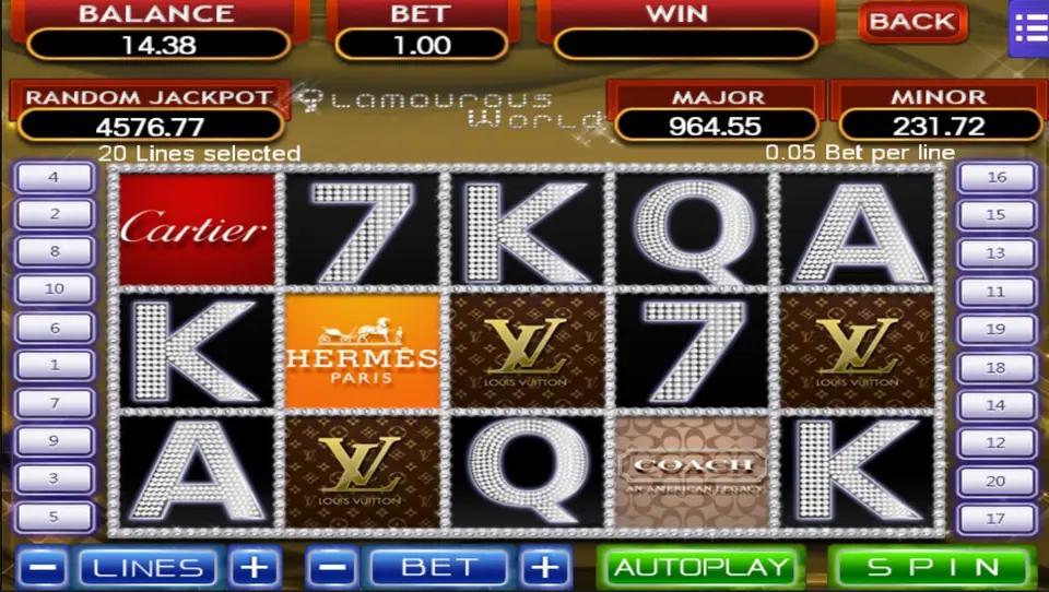 Glamorous World slot on Mega888 with luxury-themed symbols