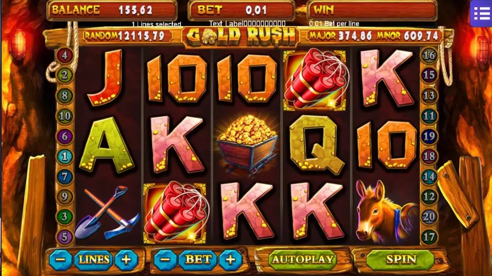 Gold Rush slot on Mega888 with gold bags and bar symbols on the reels