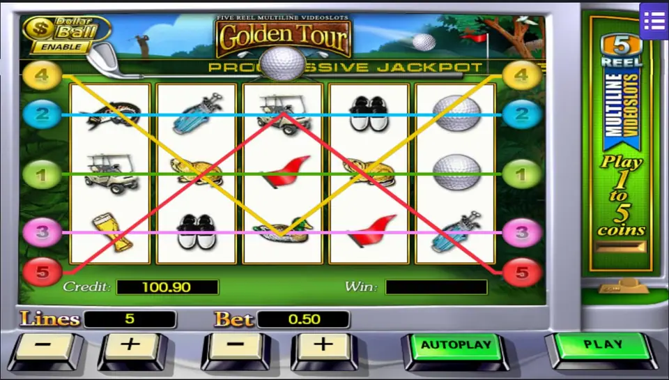 Golden Tour slot on Mega888 with golfers on rolling green hills