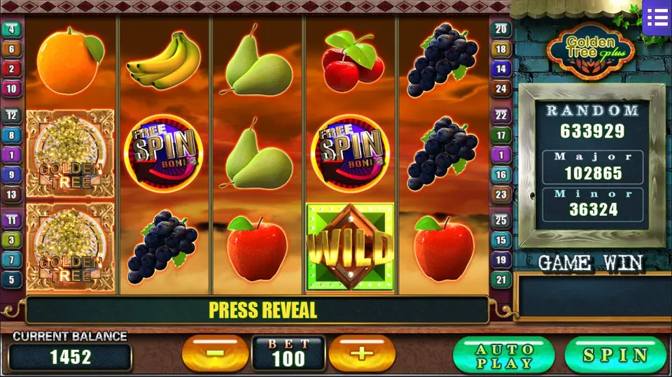 Golden Tree Plus slot on Mega888 with a golden money tree beside the reels