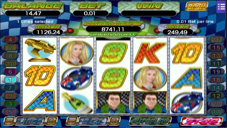 Green Light reels on Mega888 with racing cars on a 5x3 grid