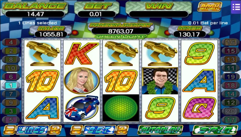 The 20 payline layout in the Green Light slot
