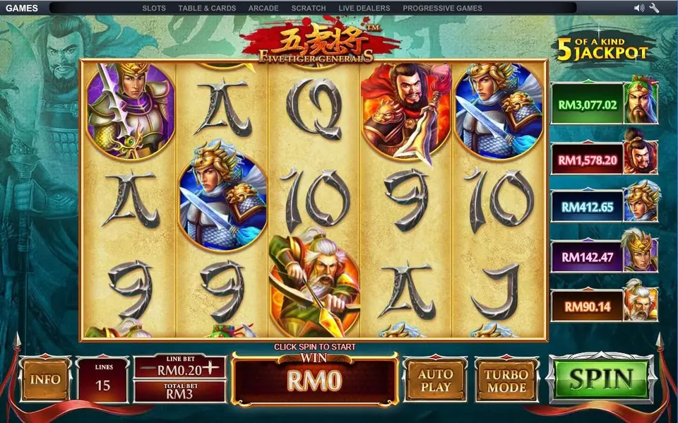 Chinese character scatters triggering the Tiger General free game