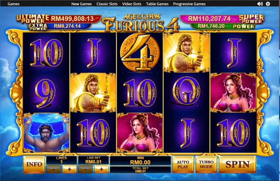 Expanding wild covering a reel during Furious 4 free spins