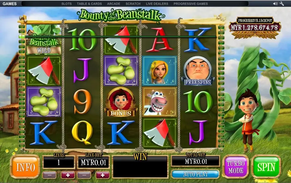 Bounty of the Beanstalk paytable with jewel and goose symbols
