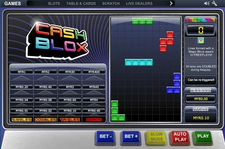 New blocks falling from the top after a Cash Blox line clears