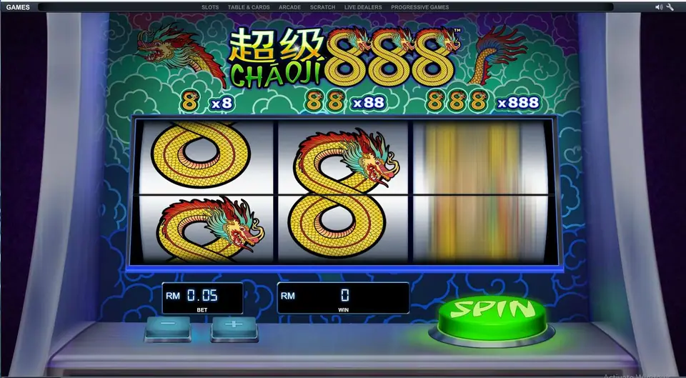 Two dragons landing on the Chao Ji 888 payline
