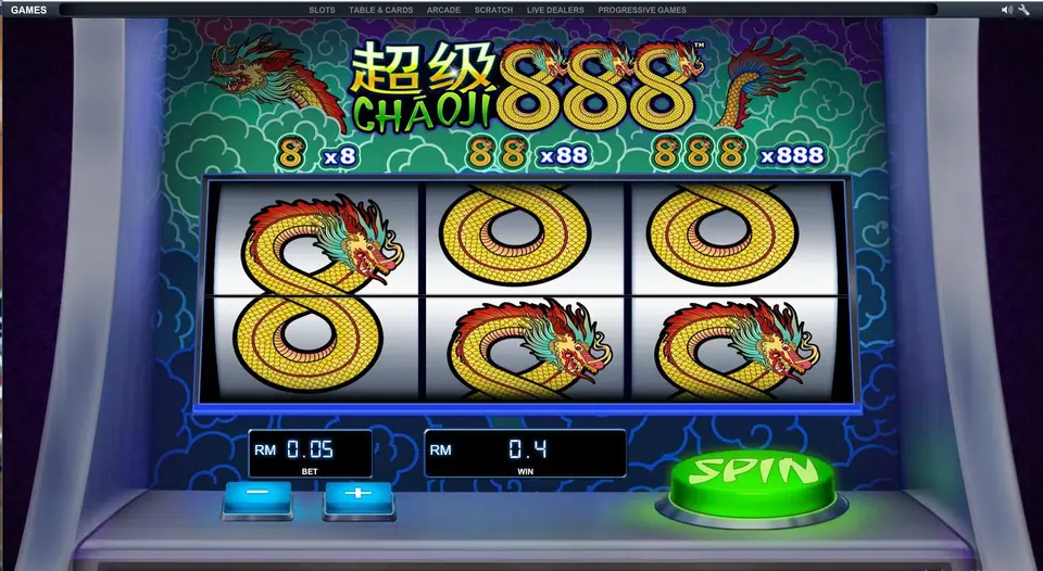 Chao Ji 888 reels glowing after three dragons land