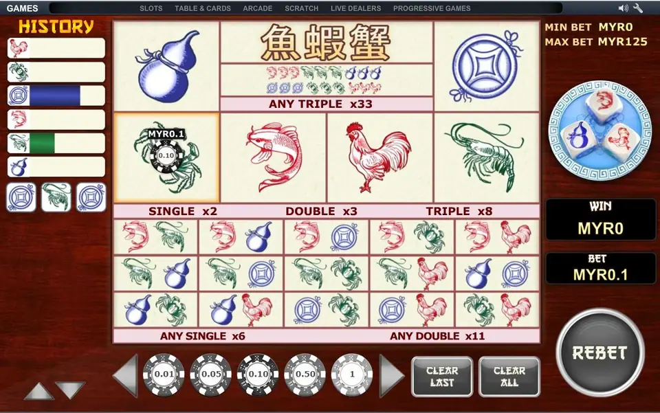 Dealer rolling the dice in the bowl in Fish Prawn Crab