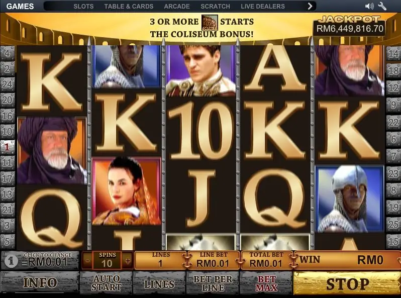 Gladiator Jackpot reels with Roman arena symbols