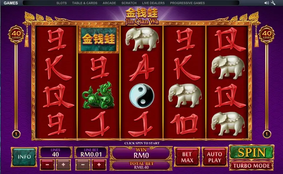 Jin Qian Wa paytable showing wild and scatter rules