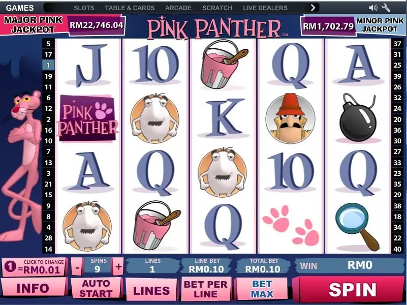 Pink round random feature in the Pink Panther slot