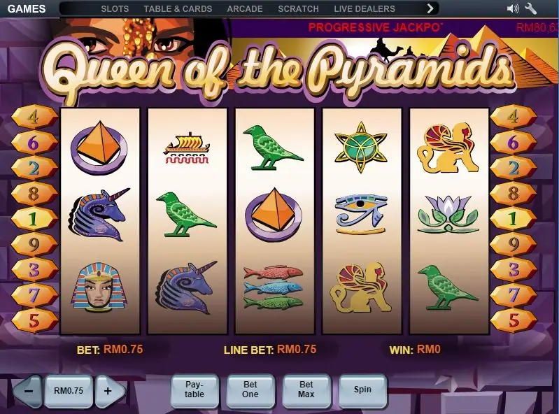 Unicorn bonus round in Queens of Pyramid showing the multiplier result