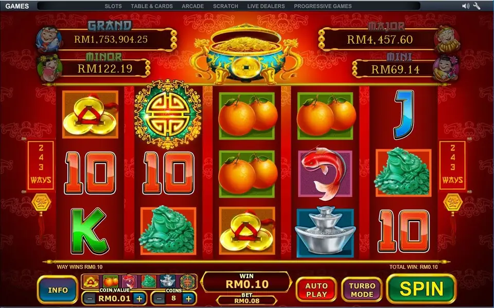 Ri Ri Sheng Cai free games round with multiplier on screen
