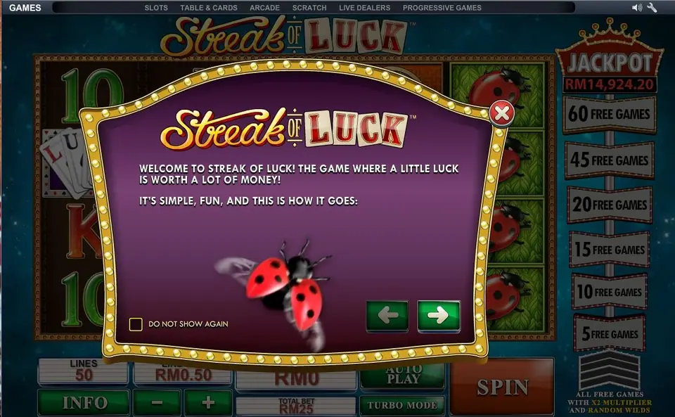 Streak of Luck slot on NTC33 with starry blue background and wooden reels