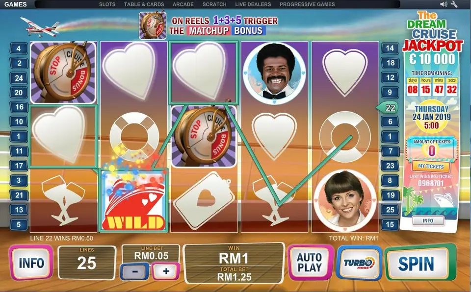 The Love Boat showdown bonus with characters to match for multipliers