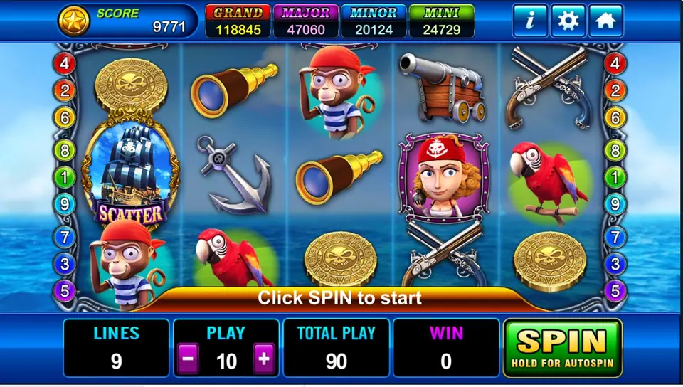 Captain Roger pirate slot reels aboard the Jolly Roger ship