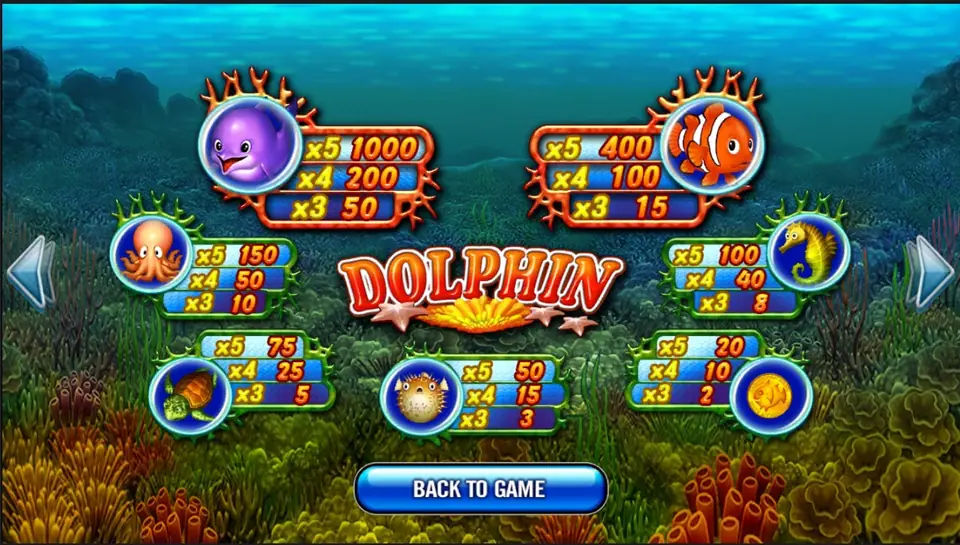 Dolphin gamble screen with a face-down card and red and black buttons