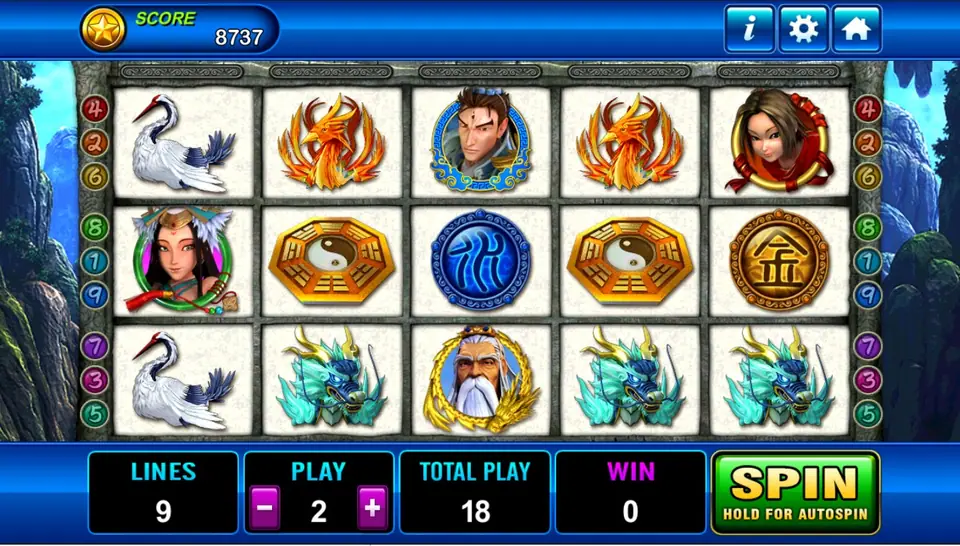 Fong Shen slot reels with Chinese immortal characters in traditional dress