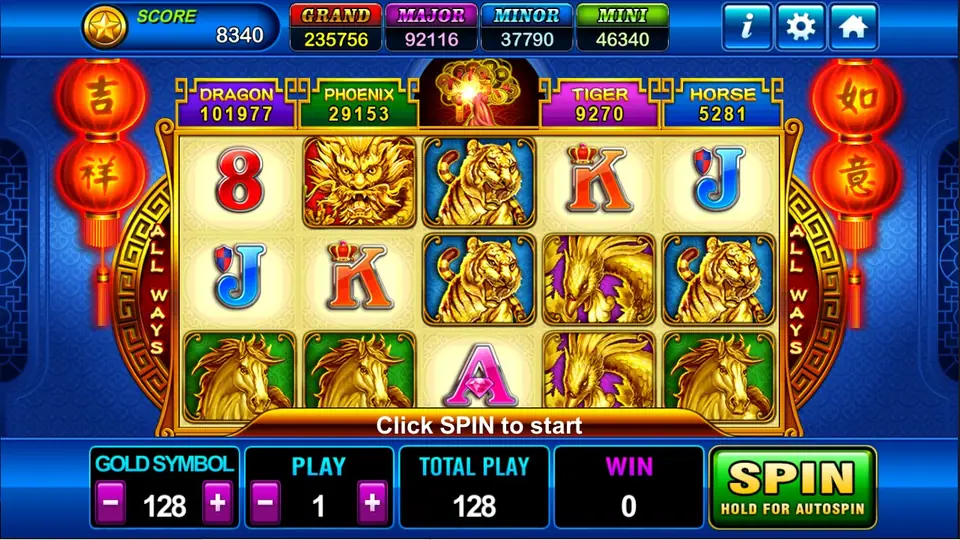 Fortune Tree slot reels on a red background with a golden tree