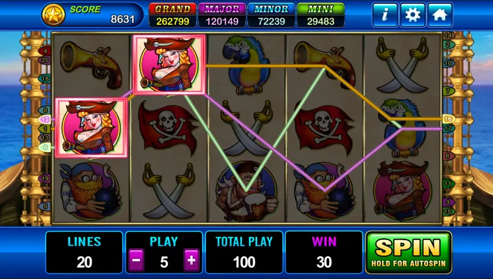 Pirate slot reels in front of storm clouds and sailing ships
