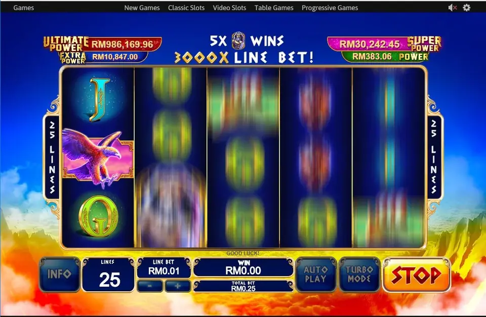 Free spins in King of Olympus with a fixed wild on the middle reel