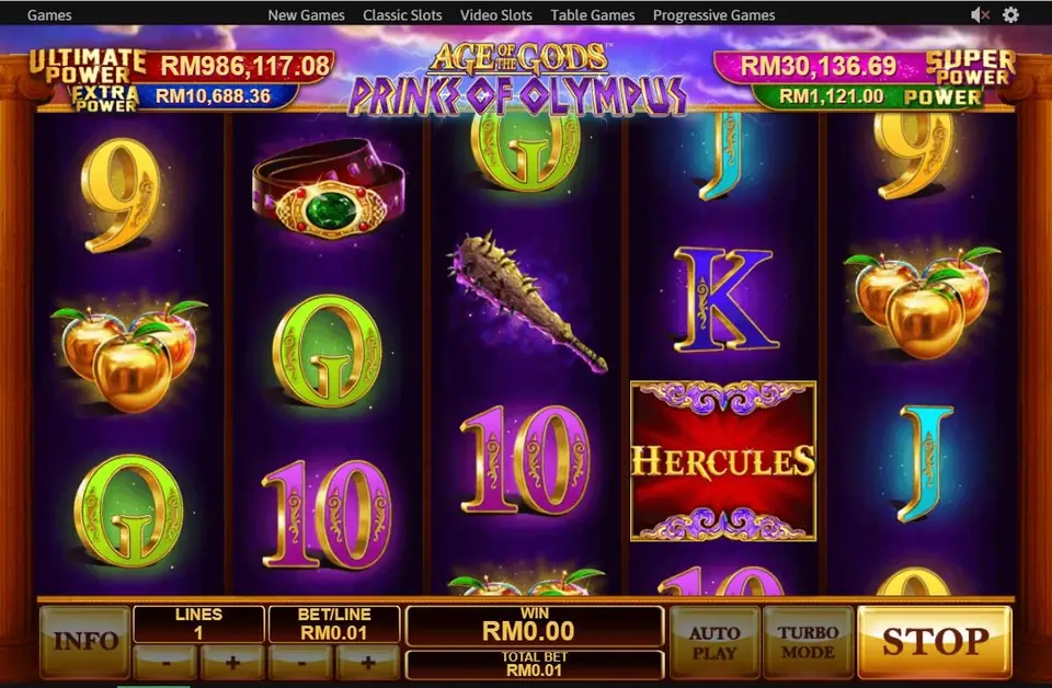 Prince of Olympus paytable with Cerberus, Hydra and golden apple symbols
