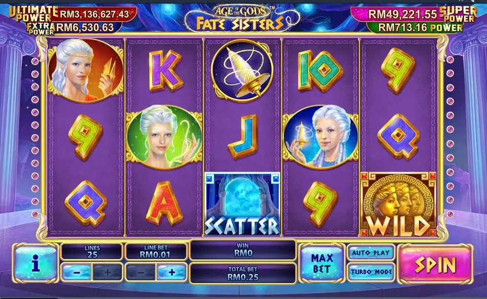 Age of the Gods slot on Rollex11 with Greek gods above five reels