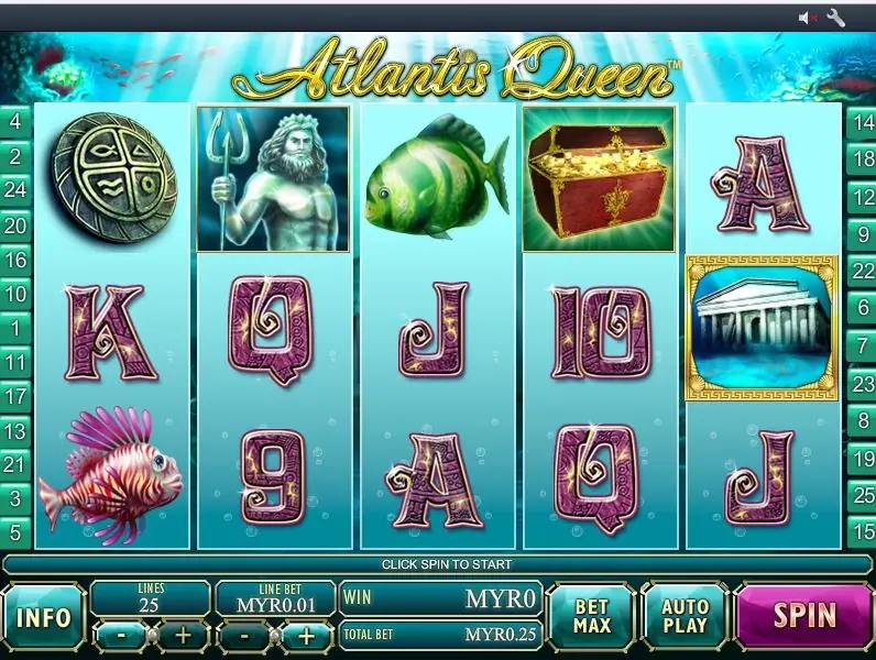 Atlantis Queen slot on Rollex11 with Poseidon and a mermaid underwater