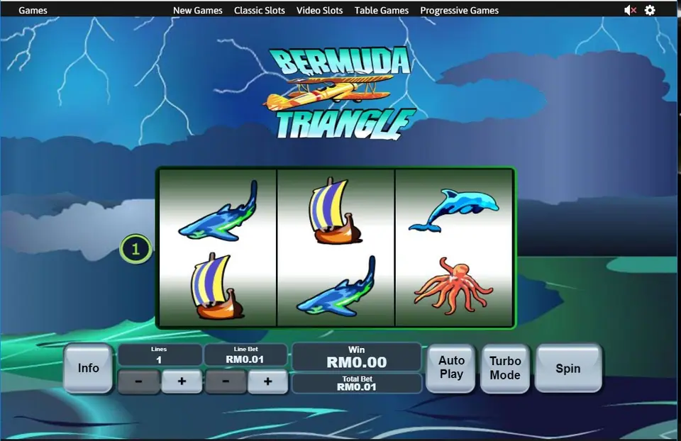 Stormy sea background behind the Bermuda Triangle reels