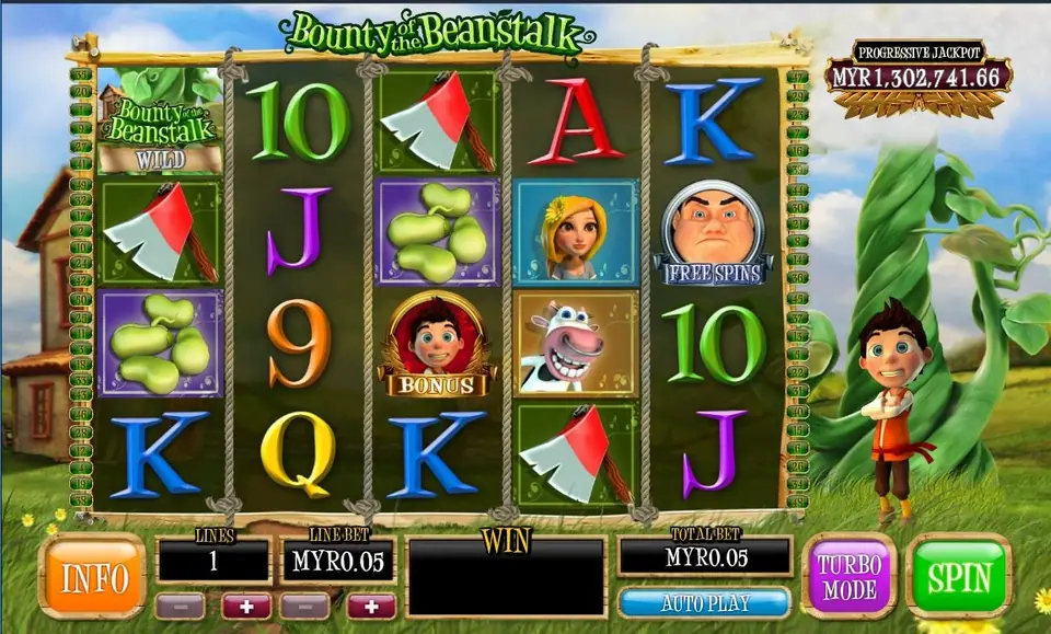 Cartoon characters Jack, the fairy princess and the cow in Bounty of the Beanstalk