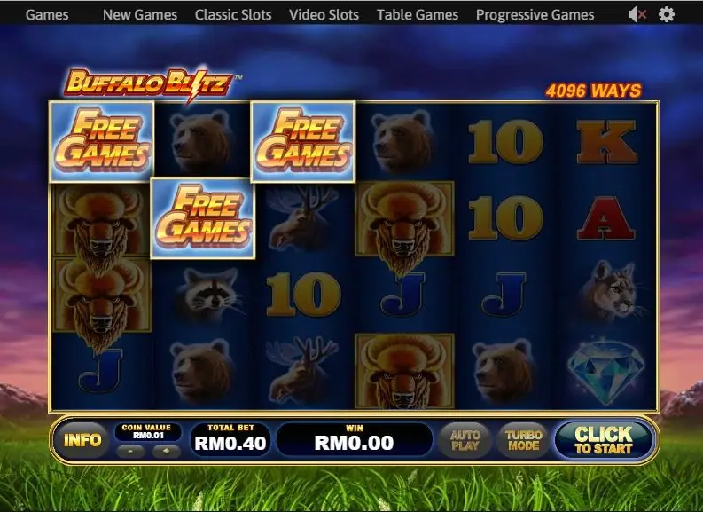 Sparkling diamond wild on the Buffalo Blitz reels