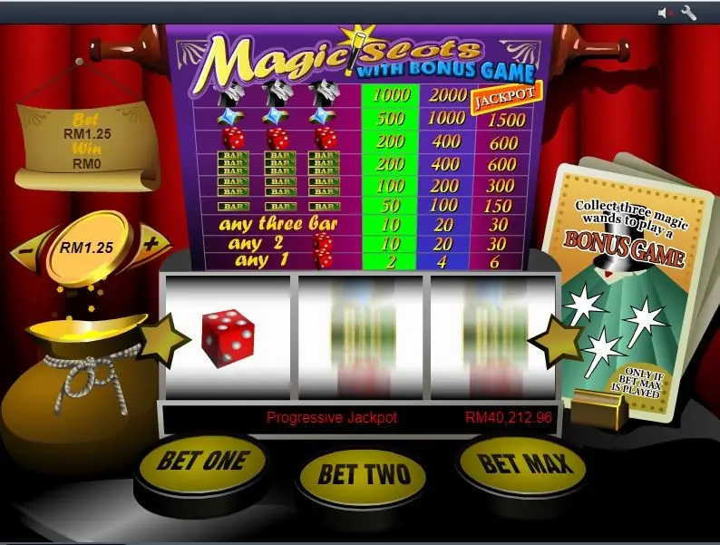 Magic Slot single payline running across three classic reels