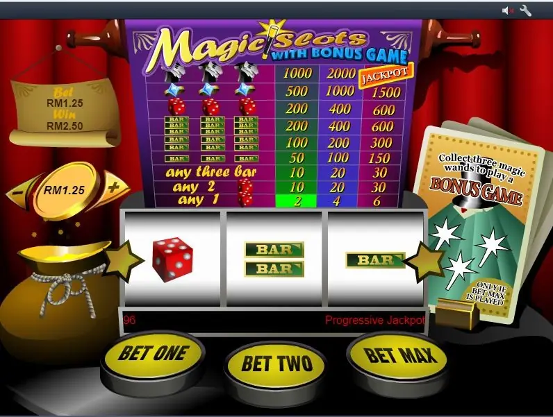 Four top hats displayed in the Magic Slot bonus feature