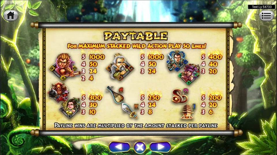 Bet controls and line count in Golden Monkey