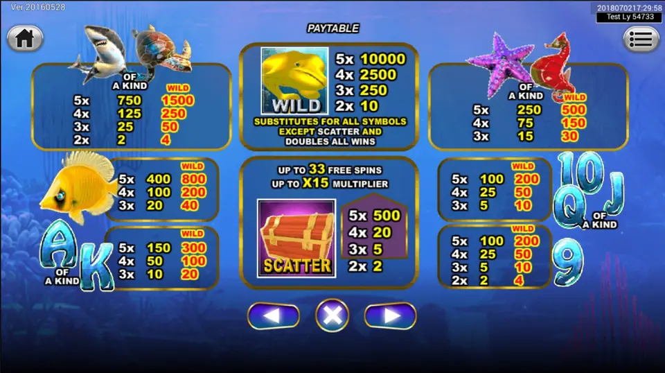 Coin value and coins-per-line settings in Golden Whale