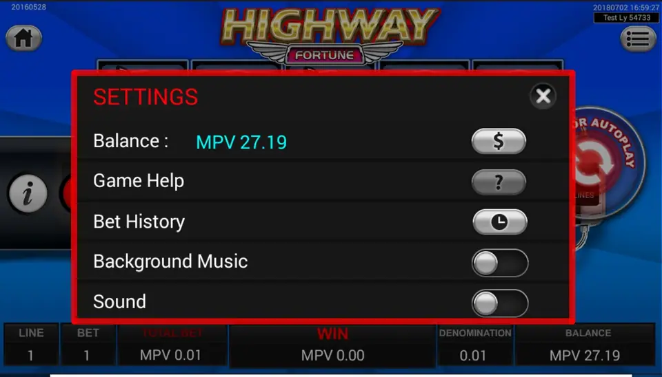 Close view of the Highway Fortune car symbols