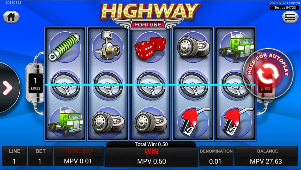 Bonus Wild symbol substituting on a Highway Fortune payline