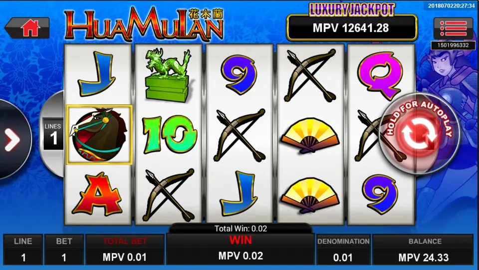 Doubled line win with the Mulan wild in Hua Mulan