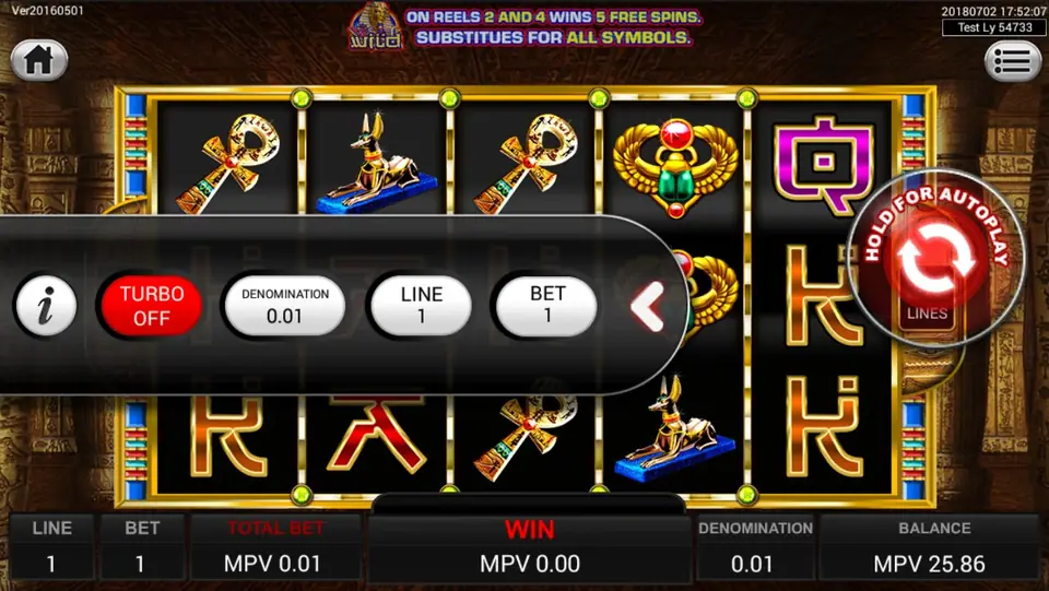 King Pharaoh five-reel layout with Egyptian symbols